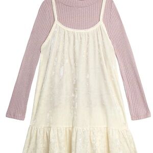 Jessica Simpson Pink and Cream Kids Casual Dress